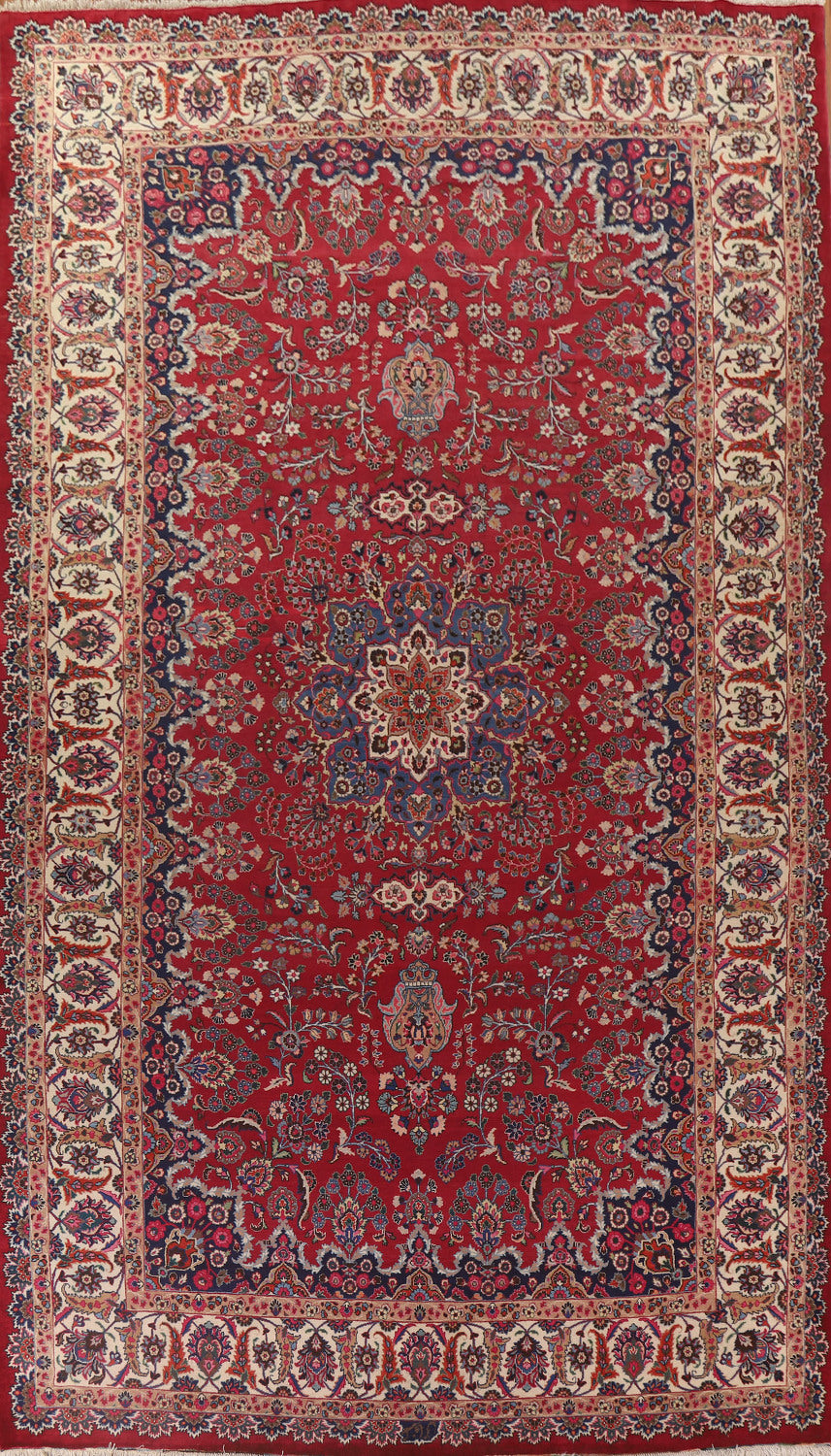 Vegetable Dye Signed Yazd Persian Large Rug 10x16