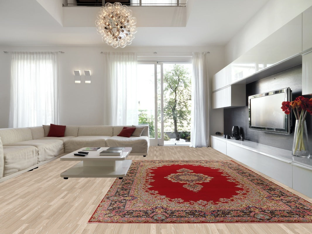 Red Kerman Signed Persian Vegetable Dye Rug 10x16