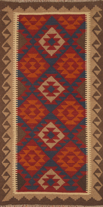 Reversible Wool Kilim Oriental Area Rug 3x6