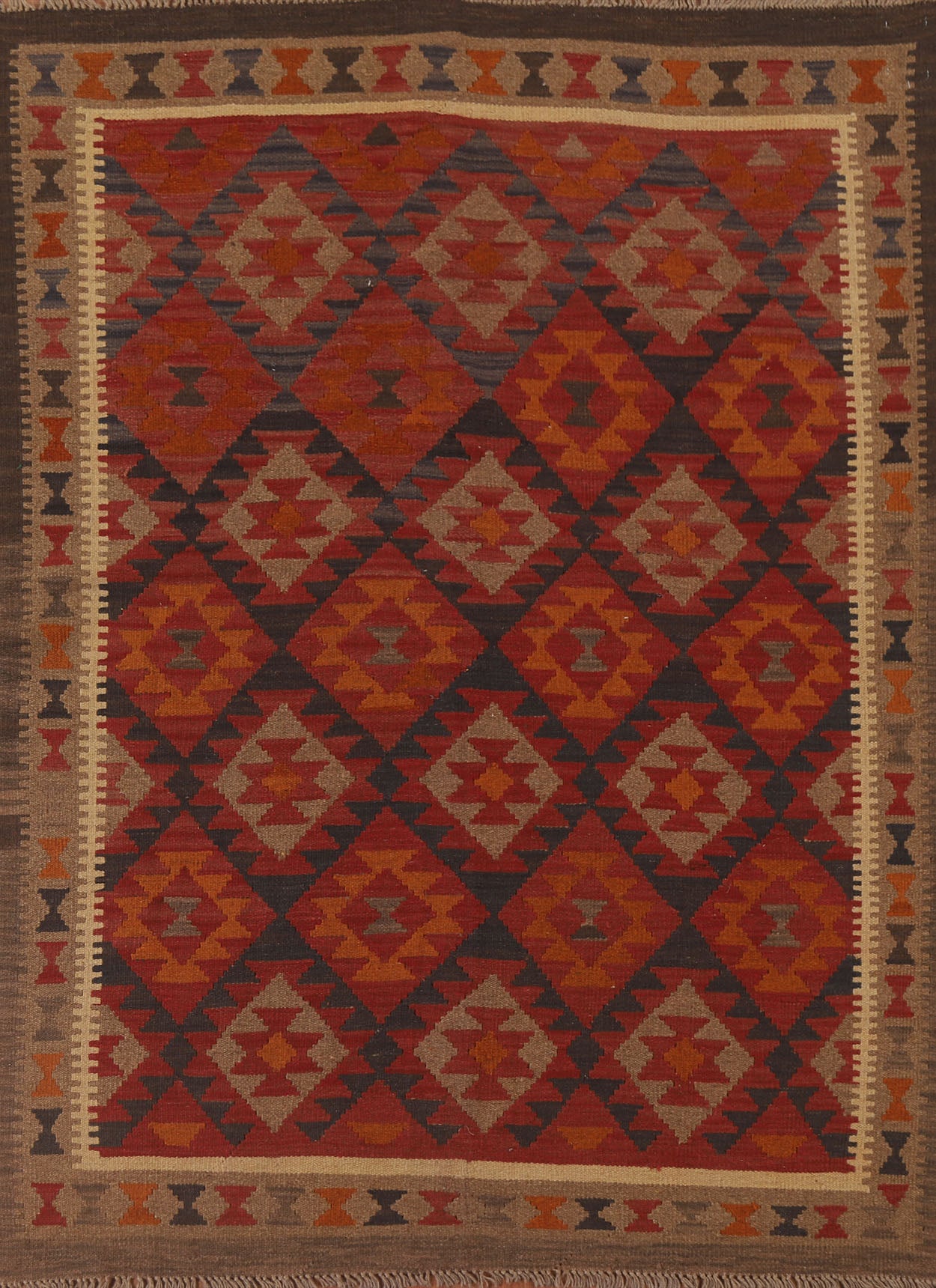 Geometric Kilim Reversible Wool Area Rug 5x7