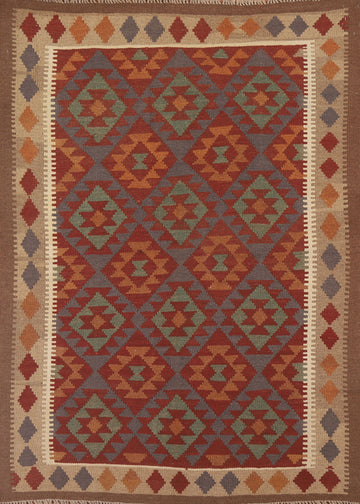 Reversible Wool Kilim Oriental Area Rug 5x7