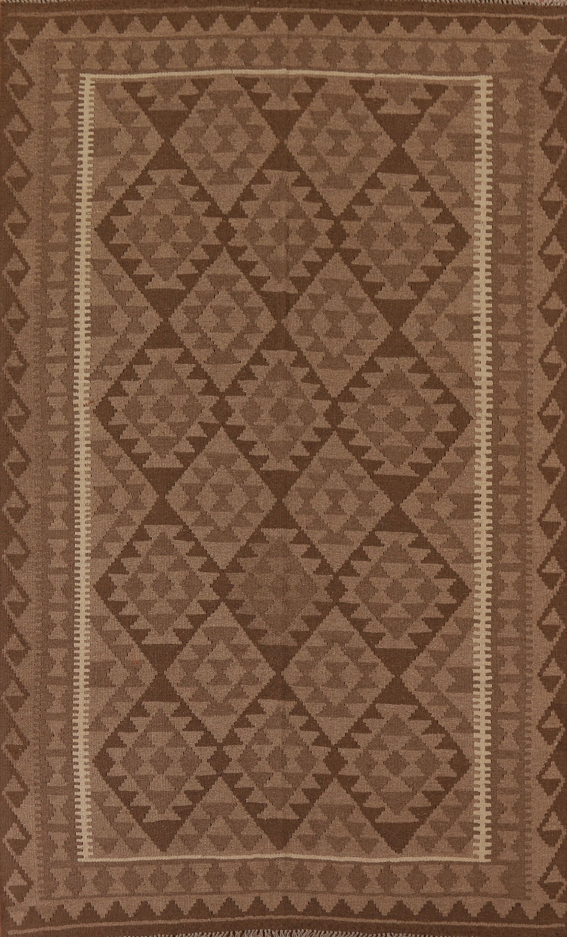 Brown Kilim Reversible Wool Area Rug 5x8