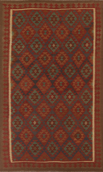 Geometric Kilim Reversible Wool Area Rug 7x10