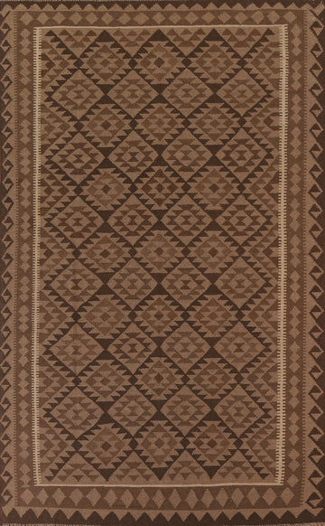 Kilim Brown Geometric Area Rug 6x10