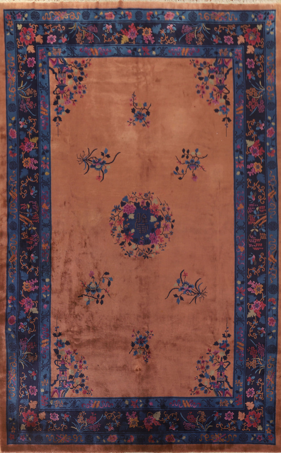 Vegetable Dye Art Deco Oriental Large Rug 11x15