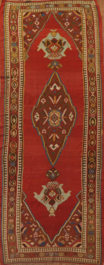 Antique Vegetable Dye Kilim Bidjar Senneh Persian Rug 5x15