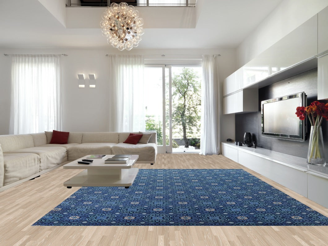 Blue Ikats Oriental Large Rug 12x15