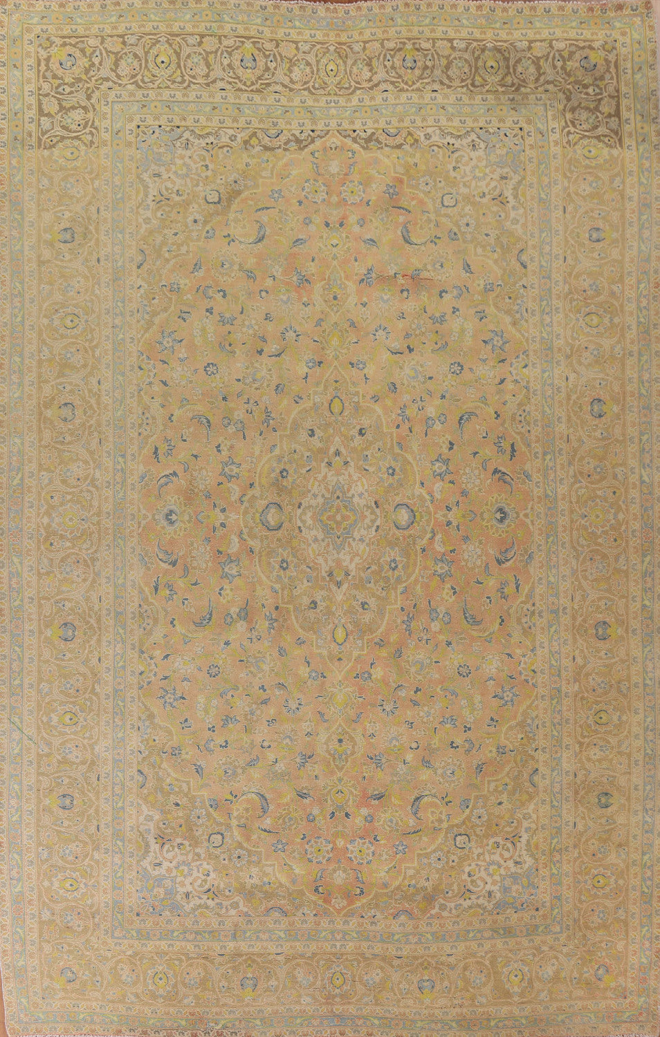 Distressed Over-Dyed Kashan Persian Area Rug 10x13