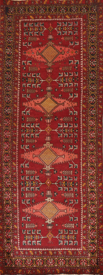 Geometric Heriz Persian Runner Rug 4x11