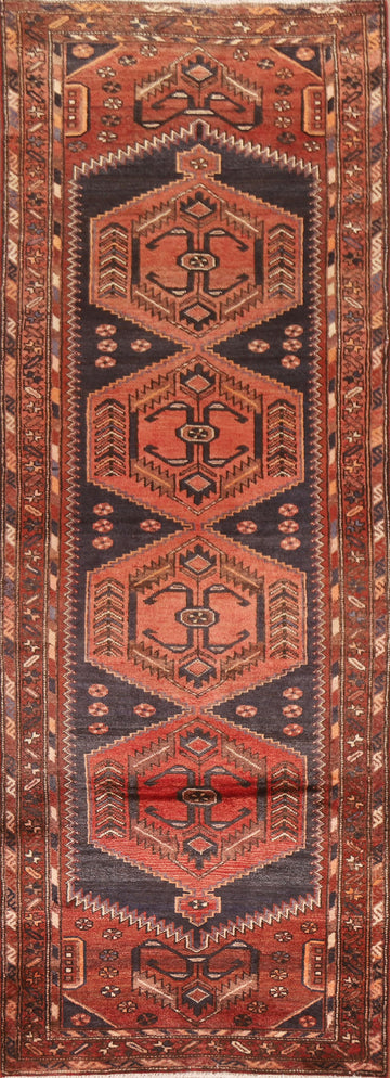 Geometric Hamedan Persian Runner Rug 3x10