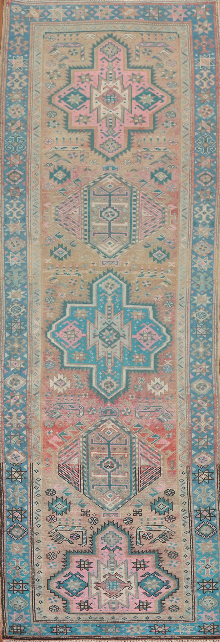 Tribal Gharajeh Persian Runner Rug 4x11