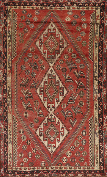 Vegetable Dye Antique Ghashghaei Persian Area Rug 5x8