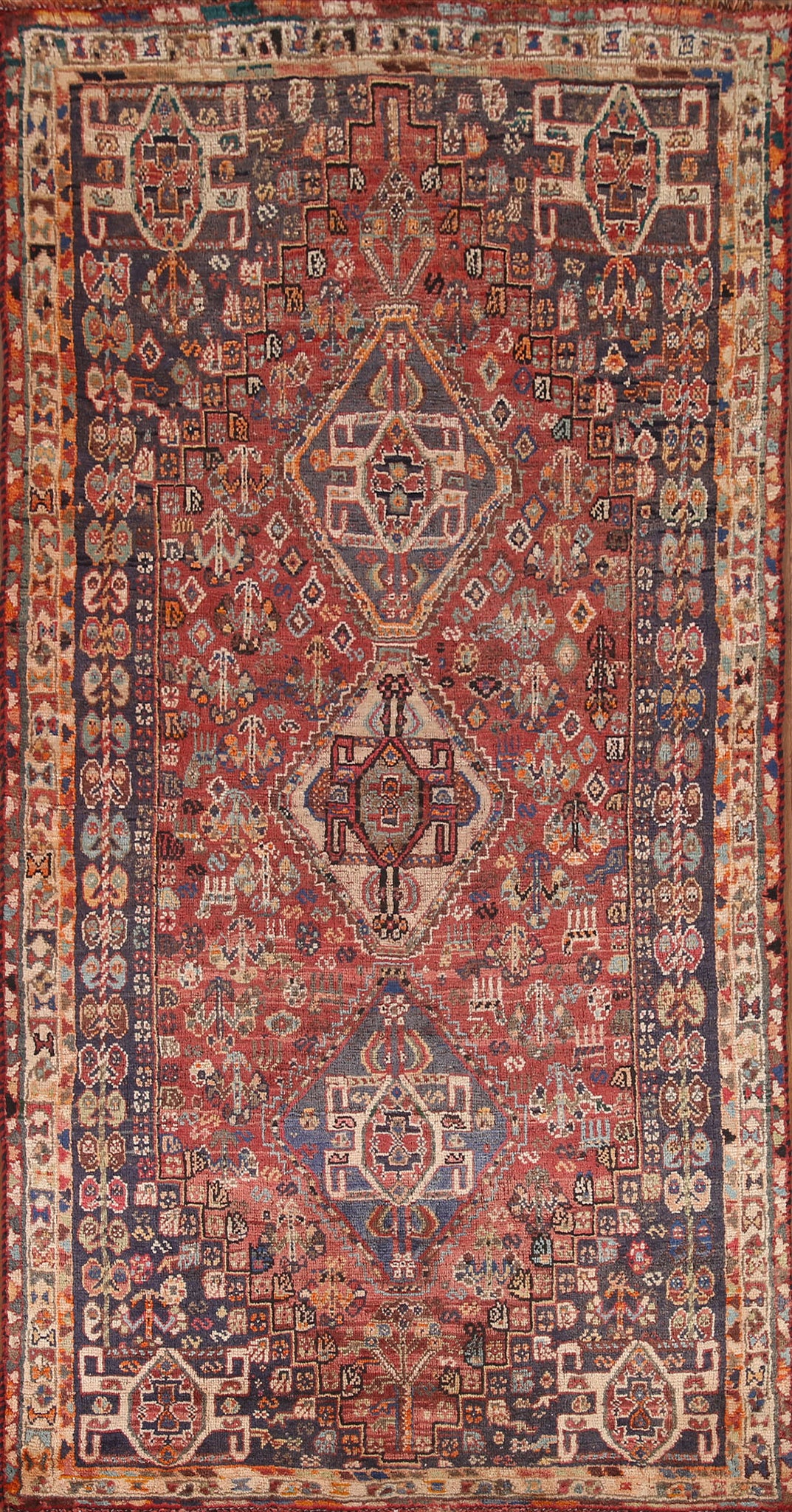 Antique Vegetable Dye Abadeh Persian Area Rug 4x7
