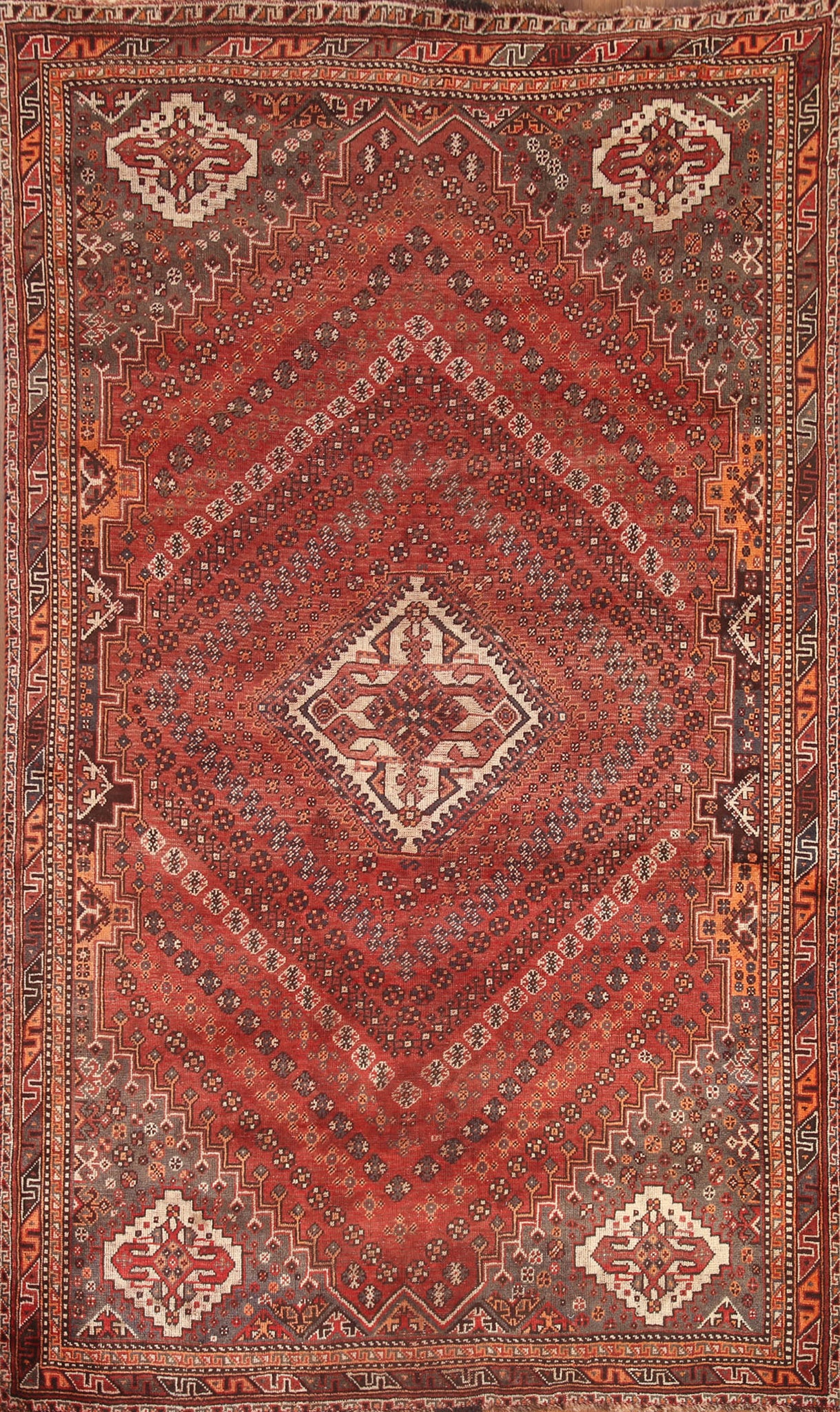 Antique Red Shiraz Persian Area Rug 5x8