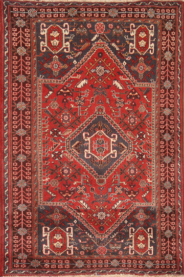 Vintage Red Shiraz Persian Area Rug 4x5