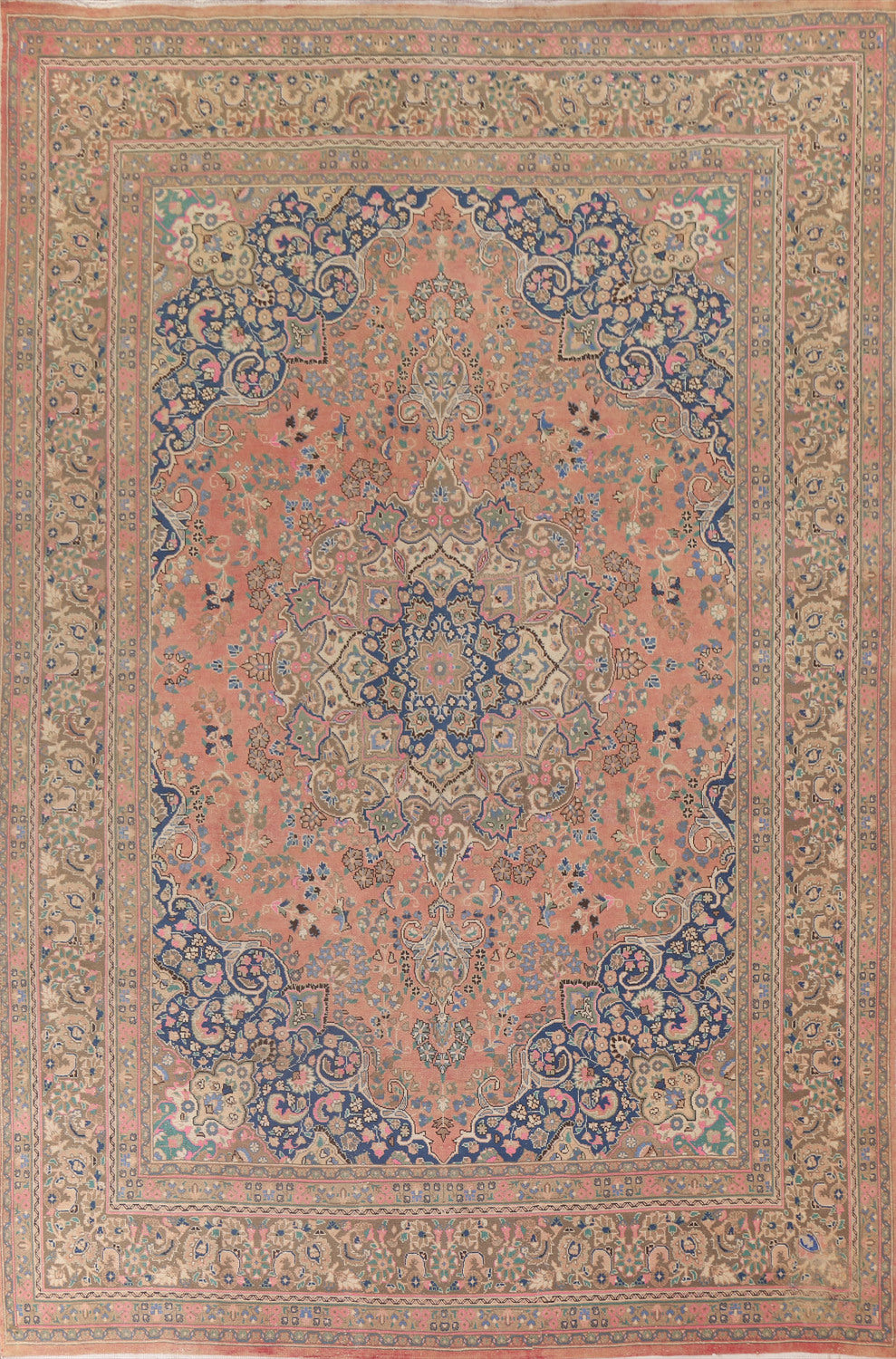 Vintage Wool Mashad Persian Area Rug 10x13