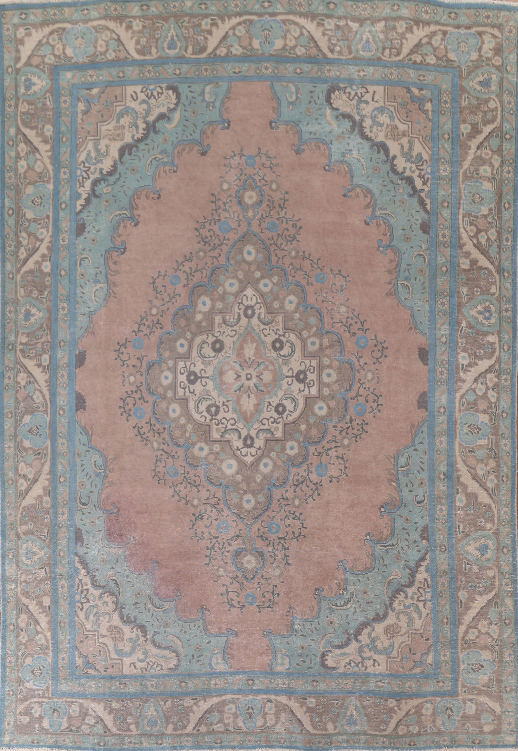 Distressed Over-Dyed Tabriz Persian Area Rug 9x12