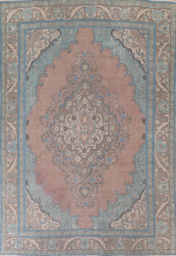 Distressed Over-Dyed Tabriz Persian Area Rug 9x12