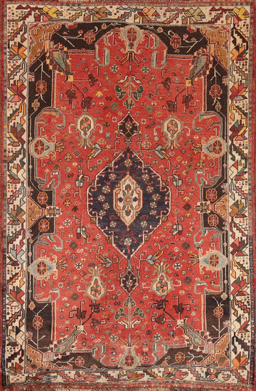 Vintage Red Shiraz Persian Area Rug 4x5
