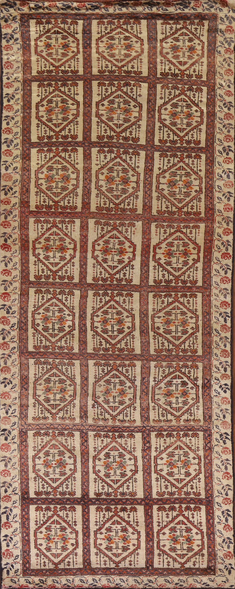 Geometric Turkoman Persian Runner Rug 3x9