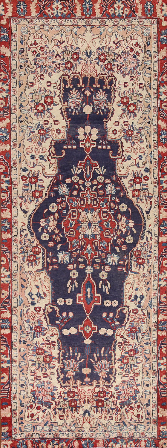 Navy Blue Sarouk Persian Runner Rug 3x10