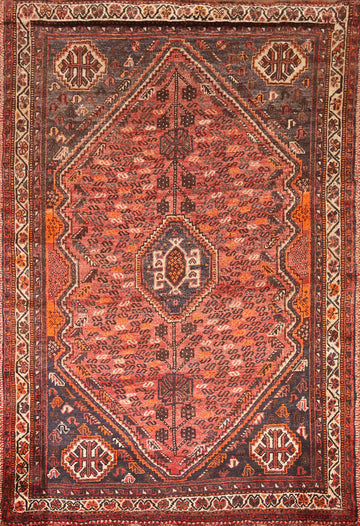 Vintage Qashqai Persian Area Rug 5x7