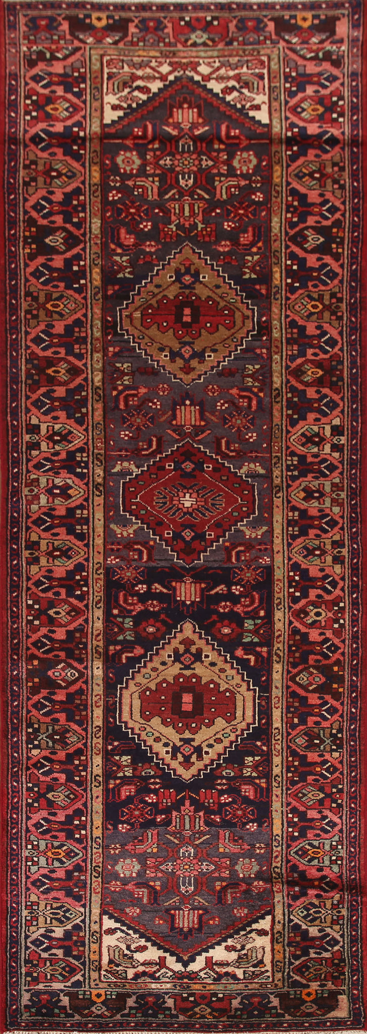Vegetable Dye Hamedan Persian Runner Rug 4x11