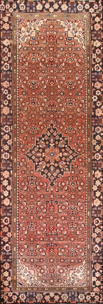 Geometric Hamedan Persian Runner Rug 4x11