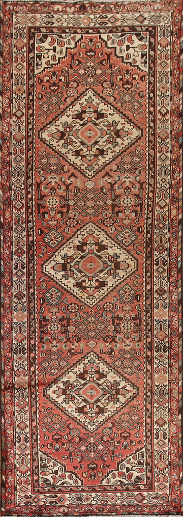 Geometric Hamedan Persian Runner Rug 4x10