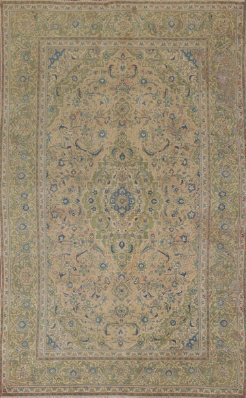 Distressed Wool Kashan Persian Area Rug 7x10