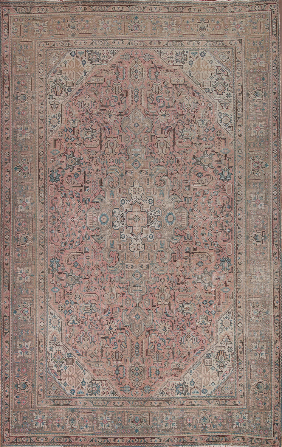 Pink Geometric Tabriz Persian Area Rug 8x11