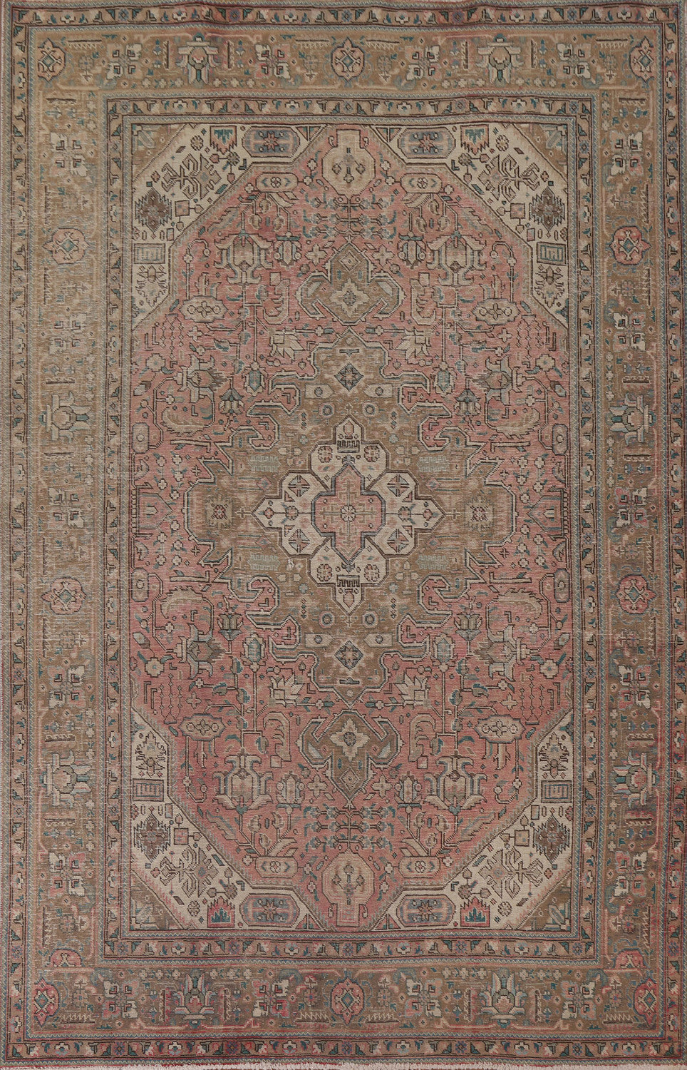 Geometric Wool Tabriz Persian Area Rug 7x10