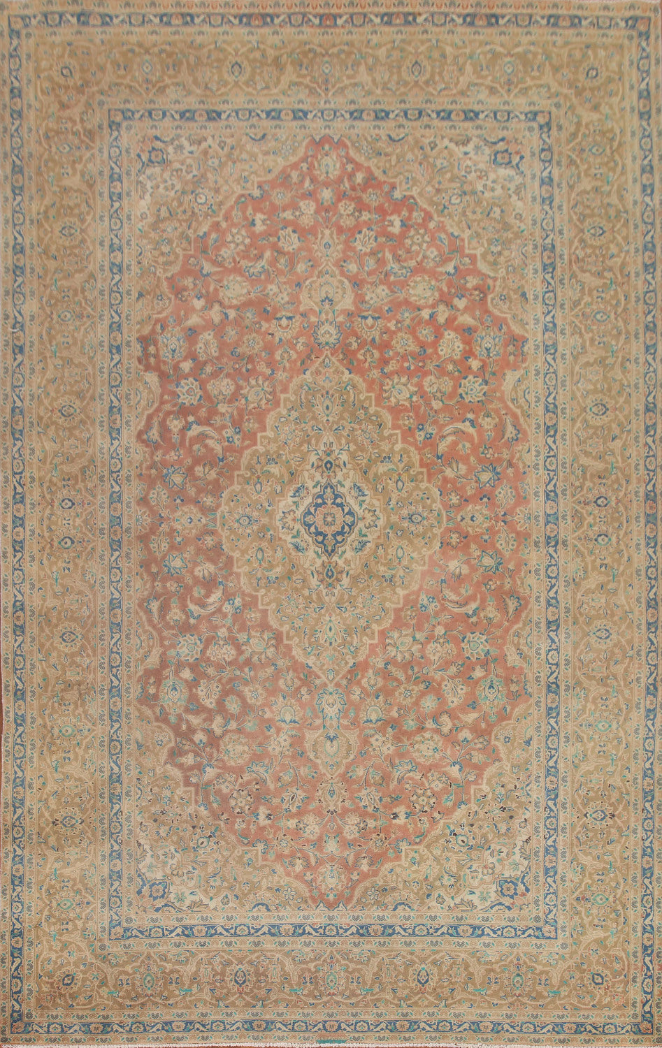 Distressed Kashan Signed Persian Area Rug 9x12