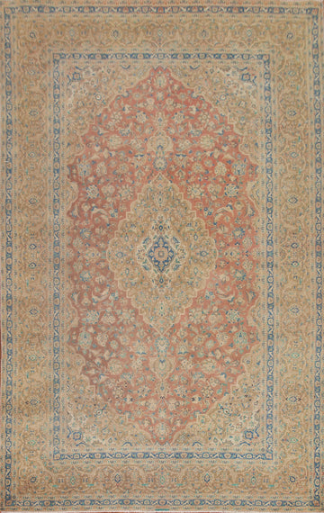 Distressed Kashan Signed Persian Area Rug 9x12