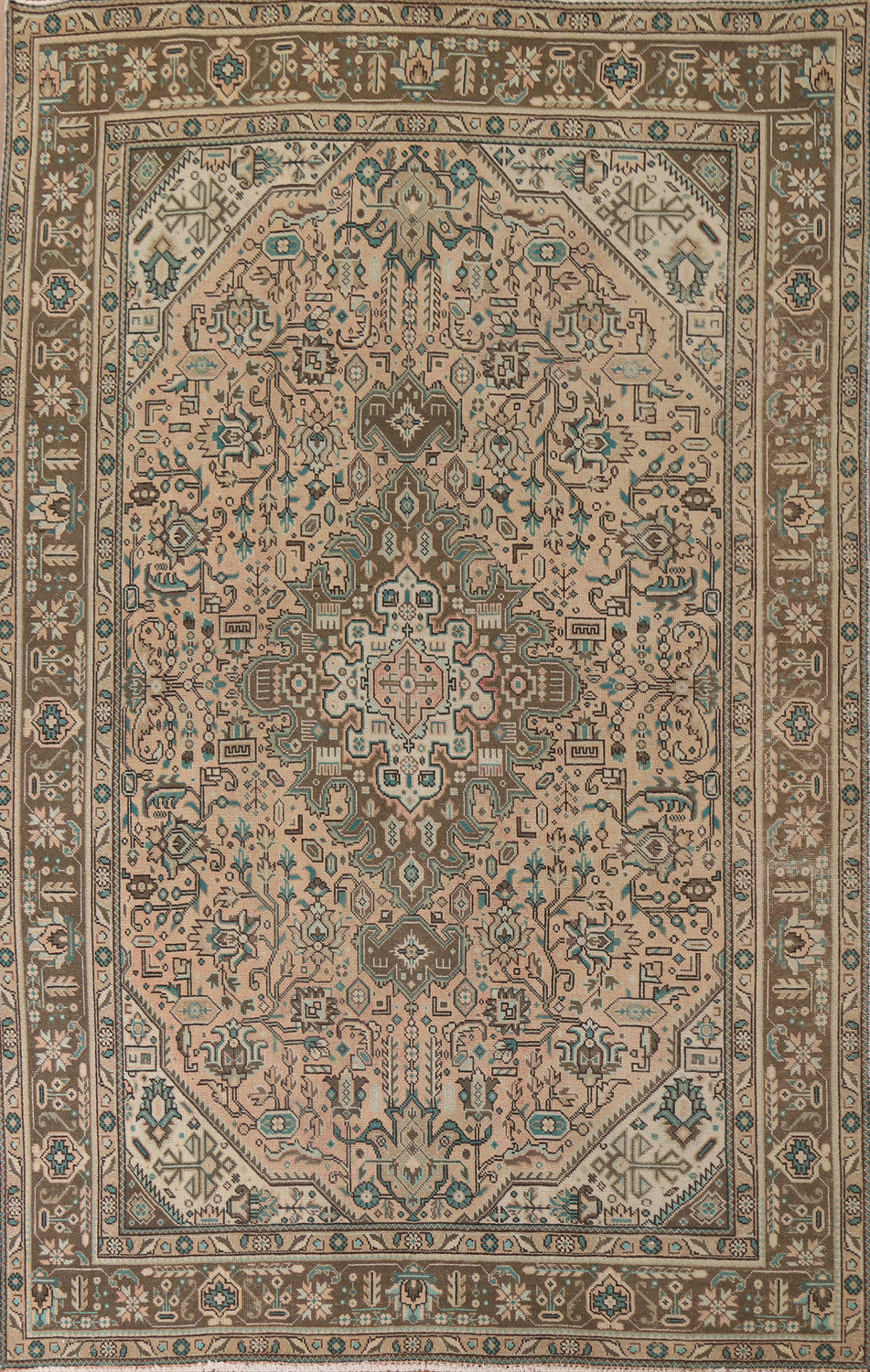 Geometric Tabriz Persian Area Rug 7x9