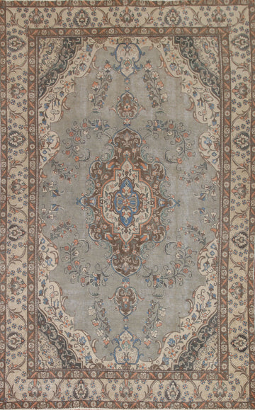 Over-Dyed Vintage Tabriz Persian Area Rug 7x11