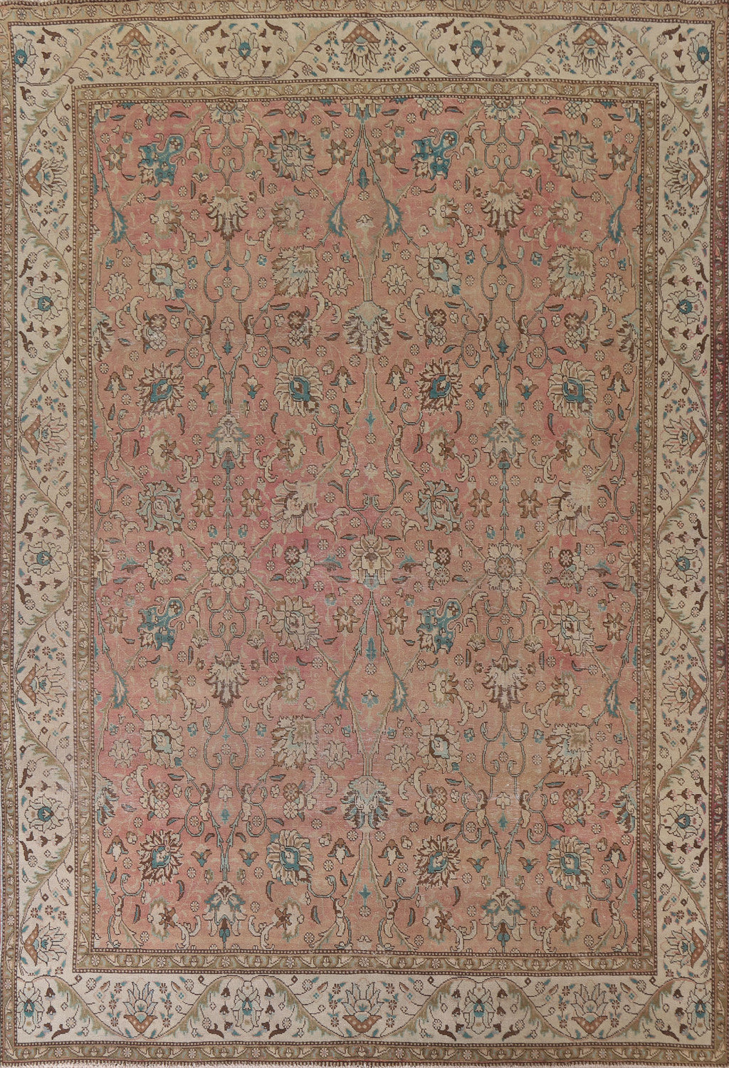 Distressed Wool Tabriz Persian Area Rug 9x12