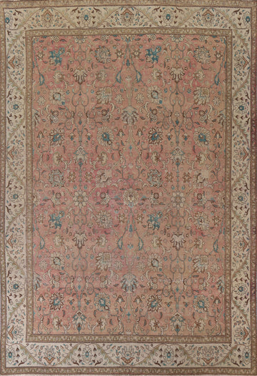 Distressed Wool Tabriz Persian Area Rug 9x12