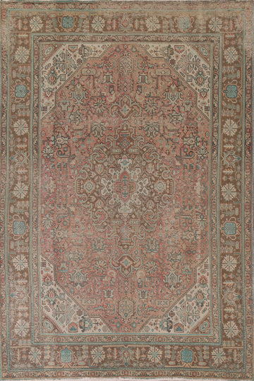 Geometric Wool Tabriz Persian Area Rug 7x9