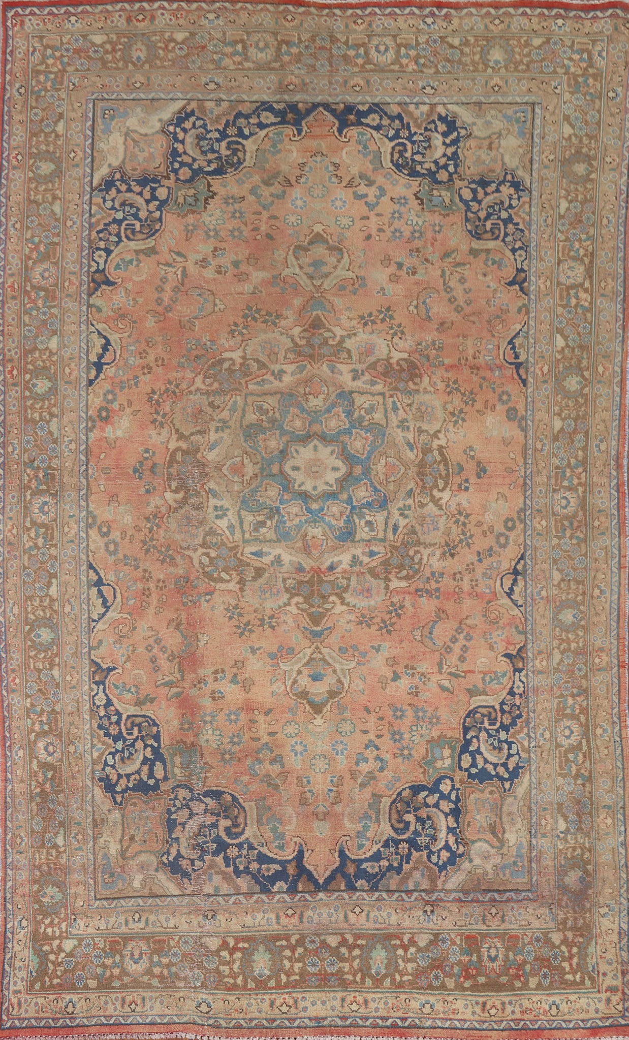 Distressed Mashad Persian Area Rug 6x9