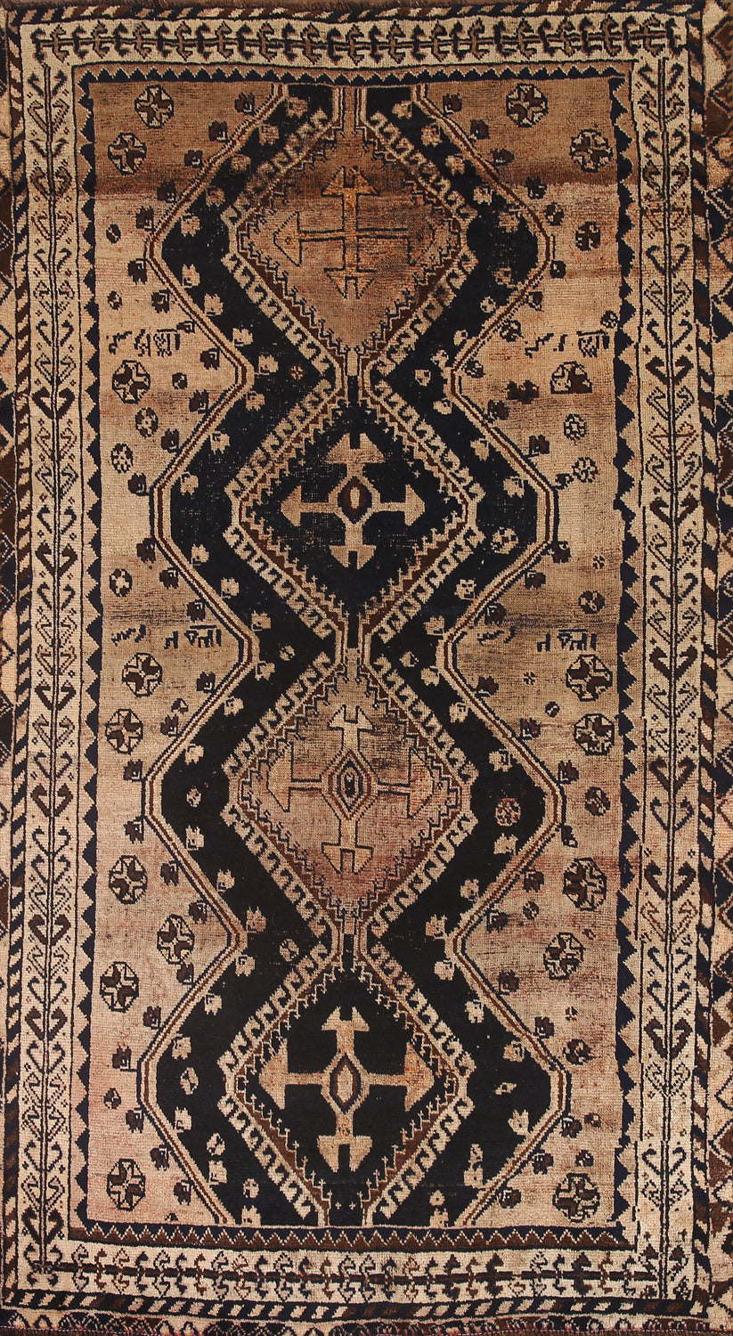 Antique Vegetable Dye Qashqai Persian Area Rug 4x8