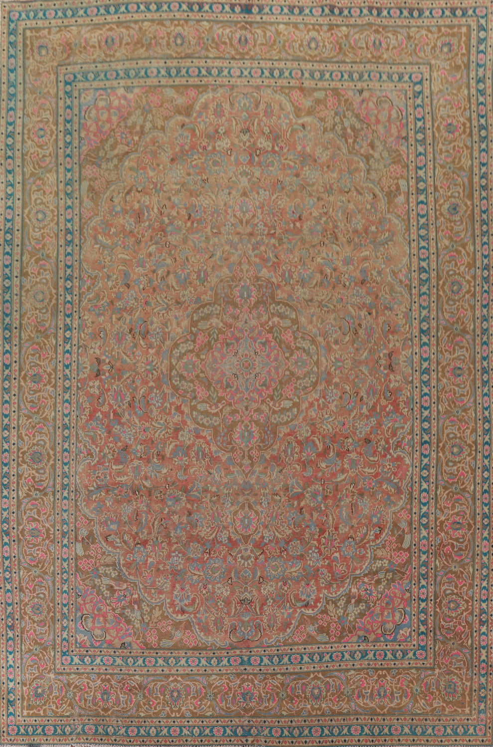 Floral Wool Mashad Persian Area Rug 9x12