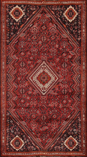 Tribal Red Qashqai Persian Area Rug 5x8