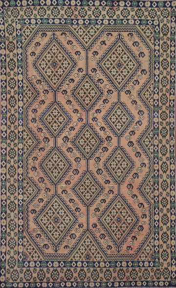 Geometric Bakhtiari Persian Area Rug 5x8