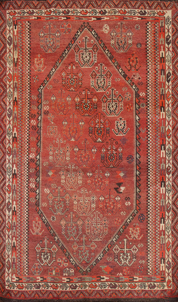 Tribal Red Qashqai Persian Area Rug 5x8