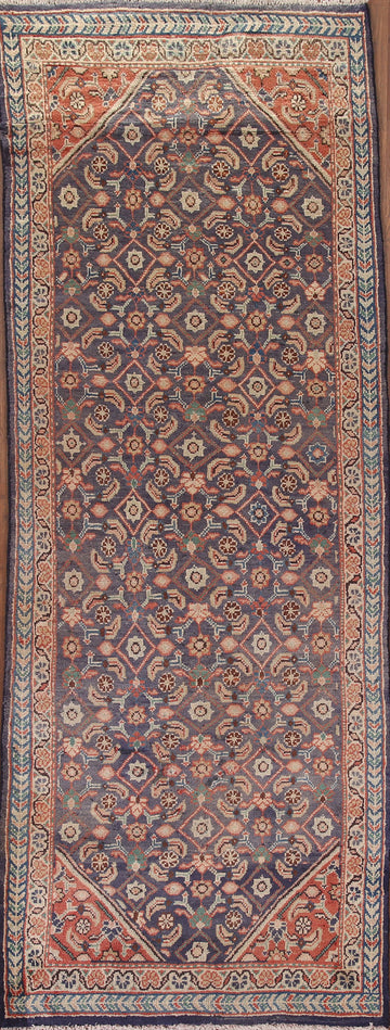Blue Geometric Mahal Persian Runner Rug 4x10