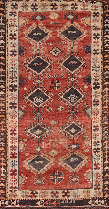 Vintage Wool Qashqai Persian Area Rug 4x8