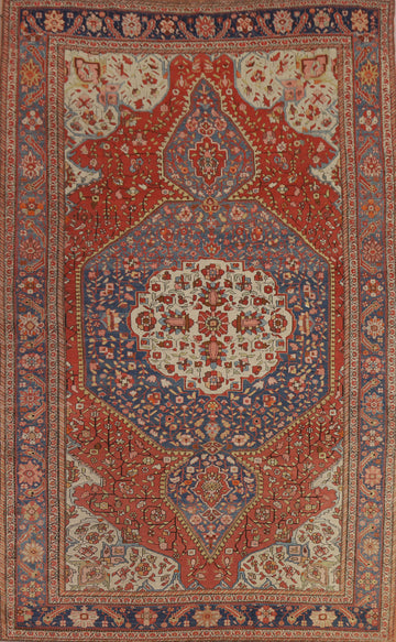 Pre-1900 Antique Vegetable Dye Sarouk Farahan Persian Rug 7x10