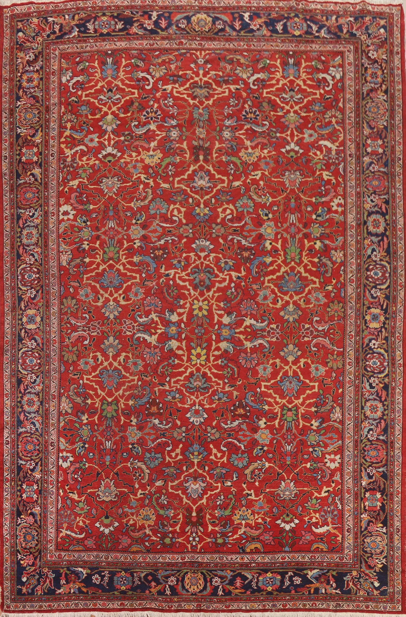 Pre-1900 Antique Vegetable Dye Sultanabad Persian Rug 10x13