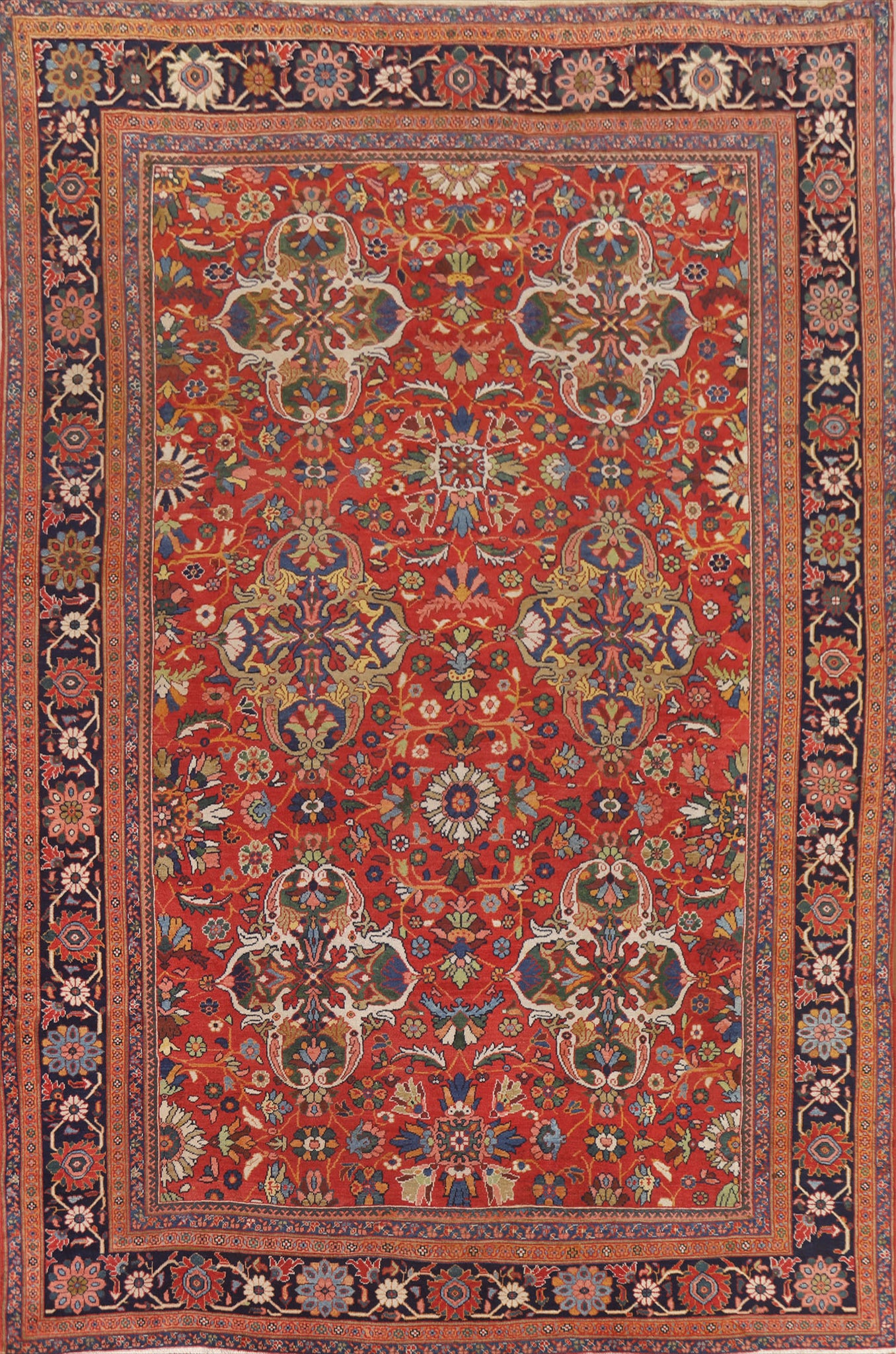 Pre-1900 Antique Vegetable Dye Sultanabad Persian Rug 11x14